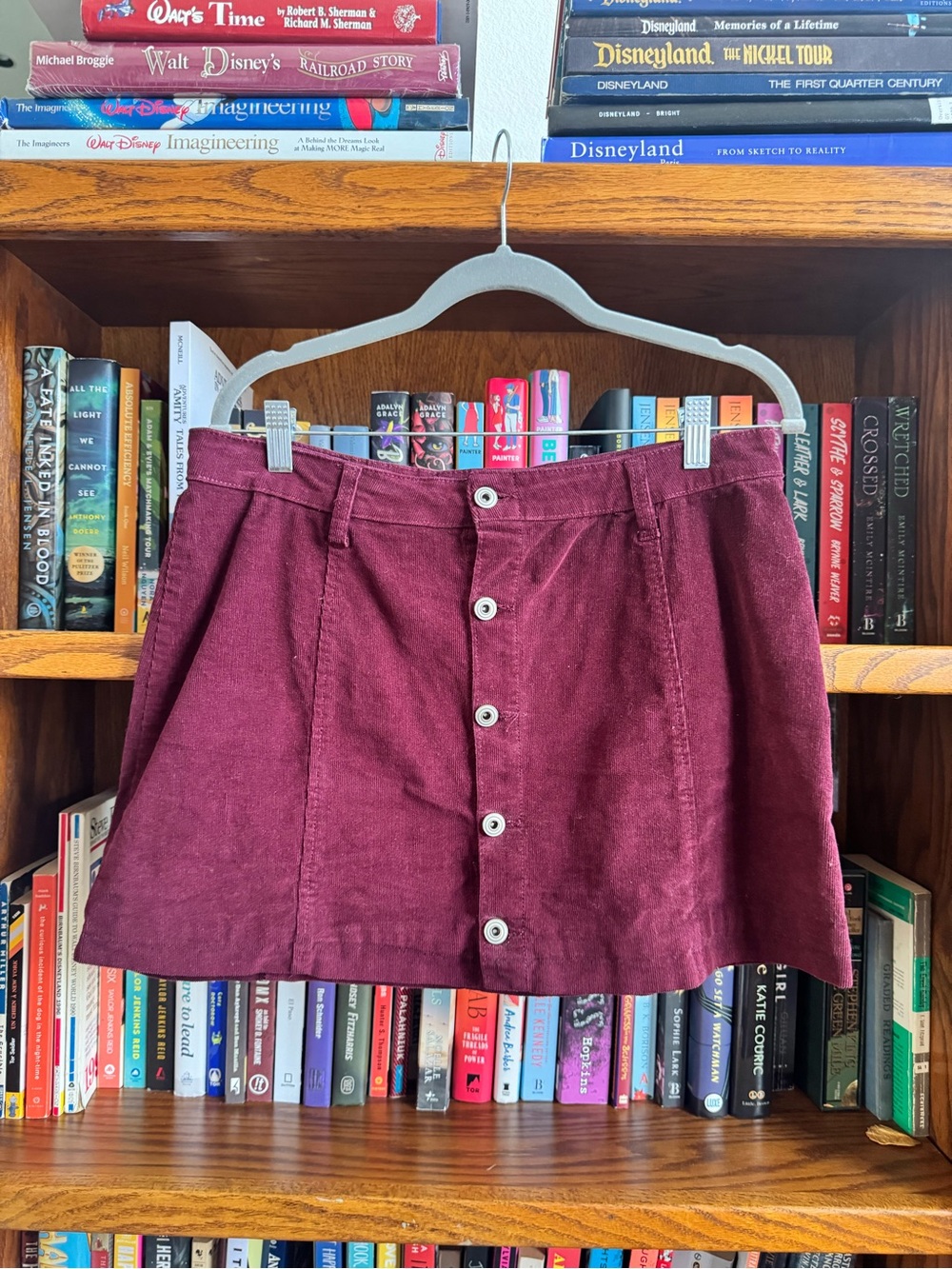 Button-Front Corduroy Mini Skirt